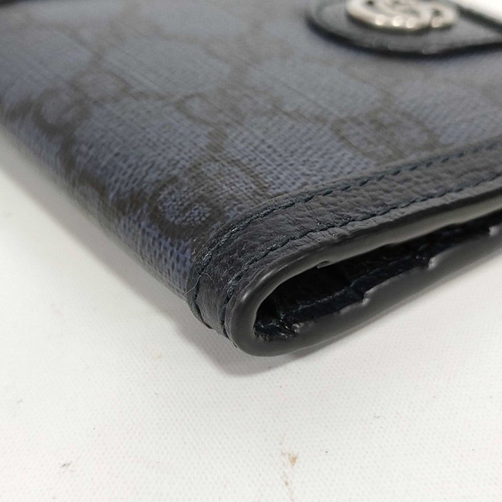 Gucci Gg Supreme Black Pvc Leather Wallet (Bi-Fold) (Pre-Owned)