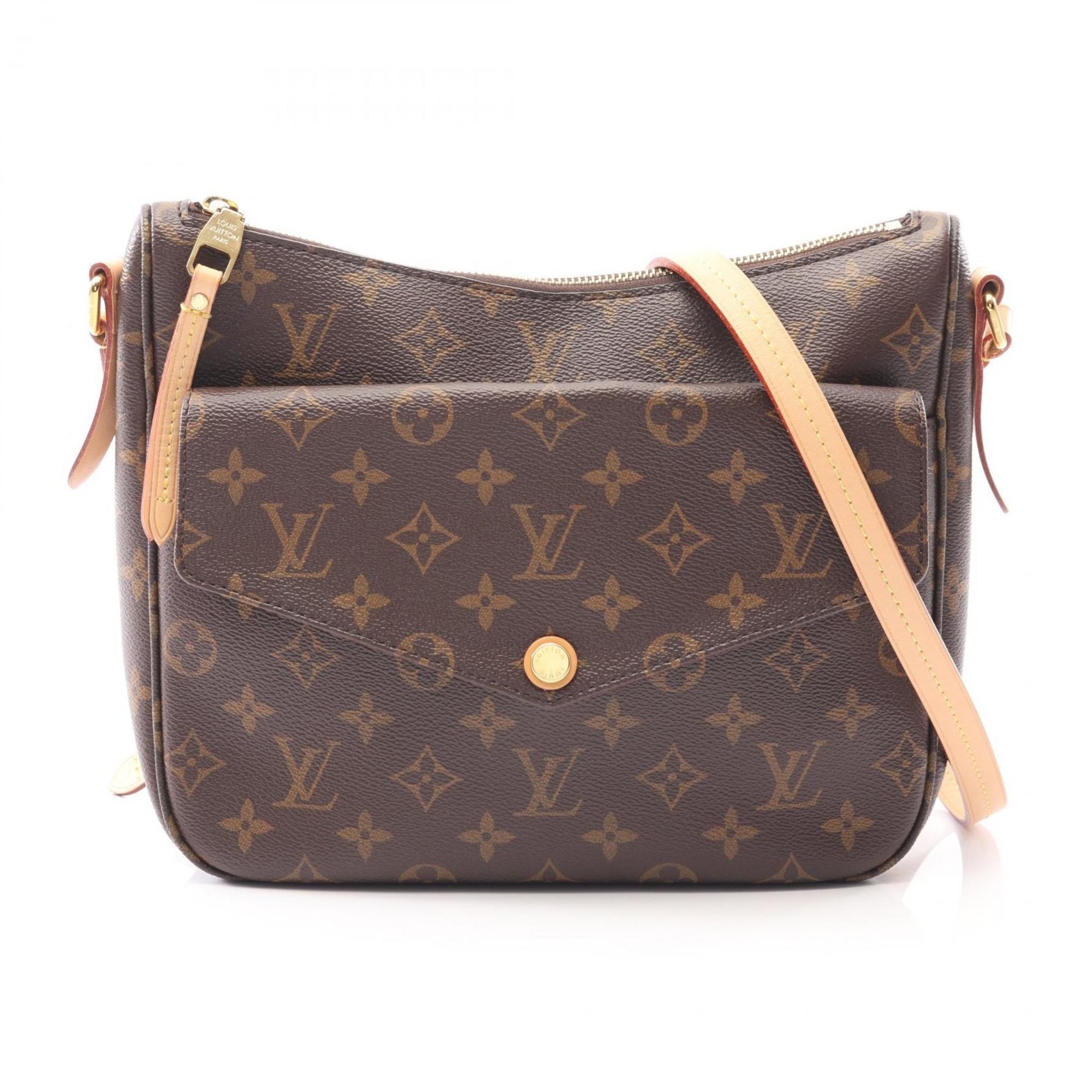 Louis Vuitton Brown Coated Canvas Leather Shoulder Bag