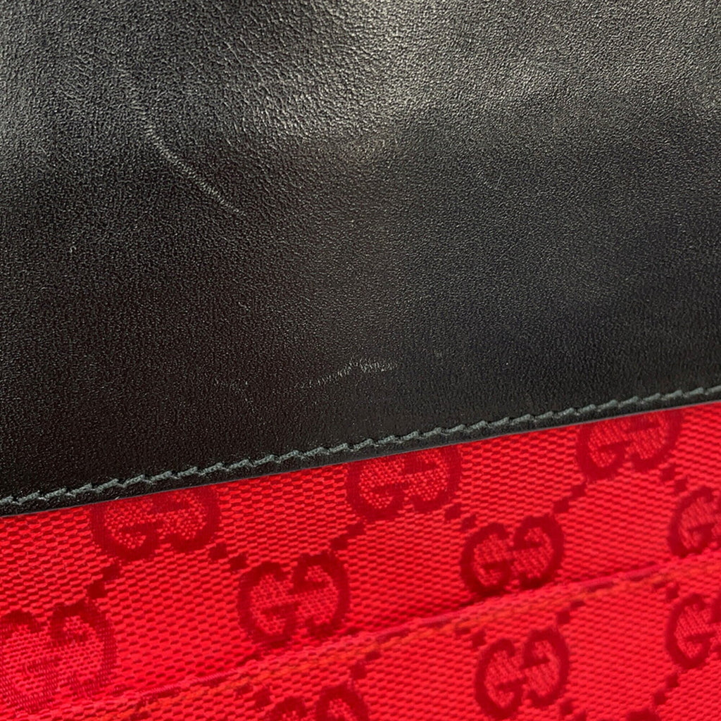 Gucci Black Red Color Gg Canvas Leather Handbag Shoulder Bag (Pre-Owned)