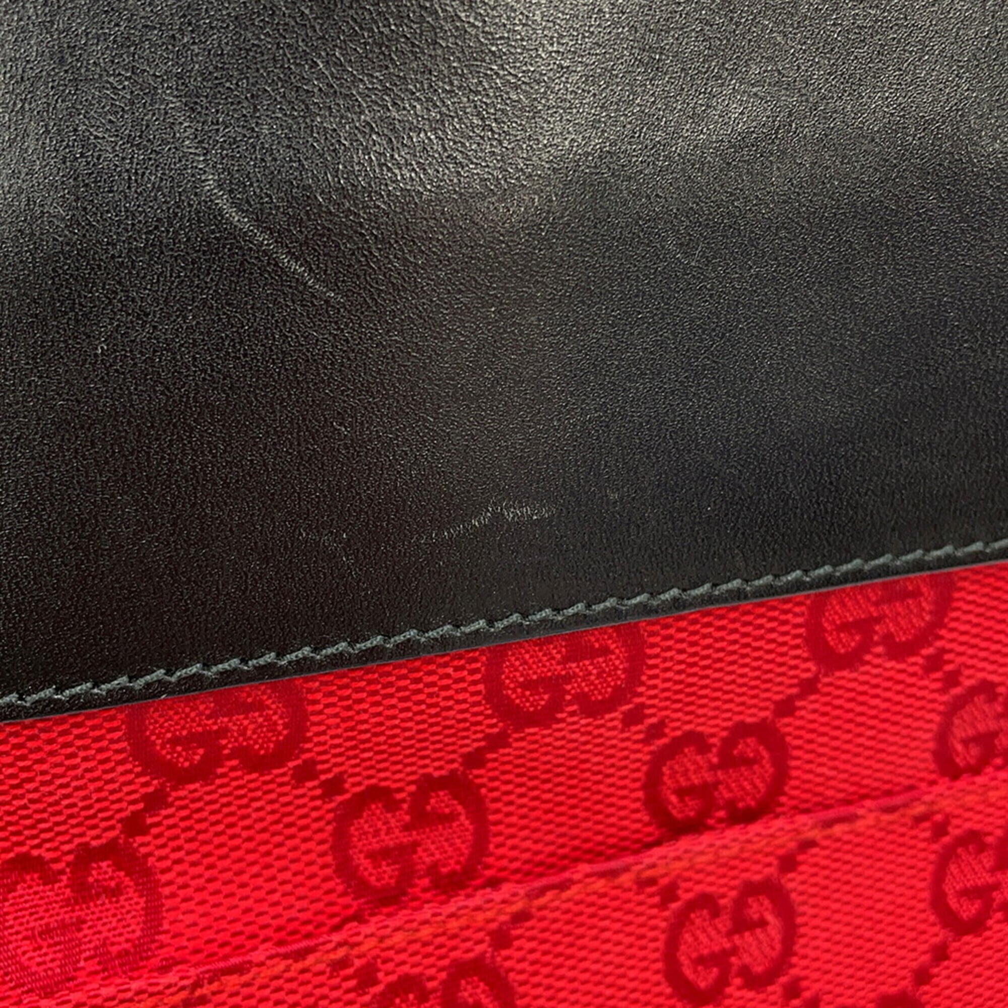 Gucci Black Red Color Gg Canvas Leather Handbag Shoulder Bag (Pre-Owned)