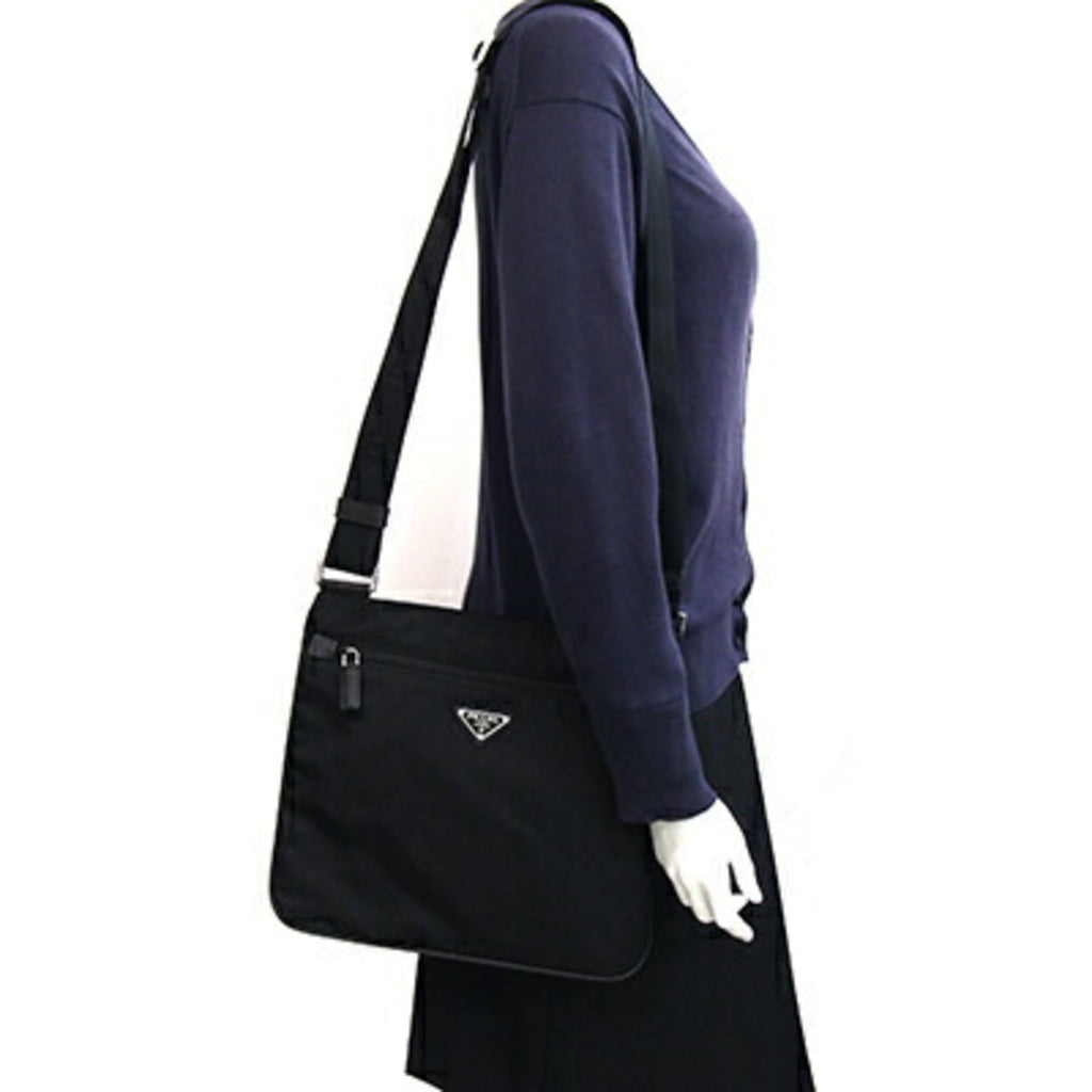 Prada Black Nylon Leather Shoulder Bag
