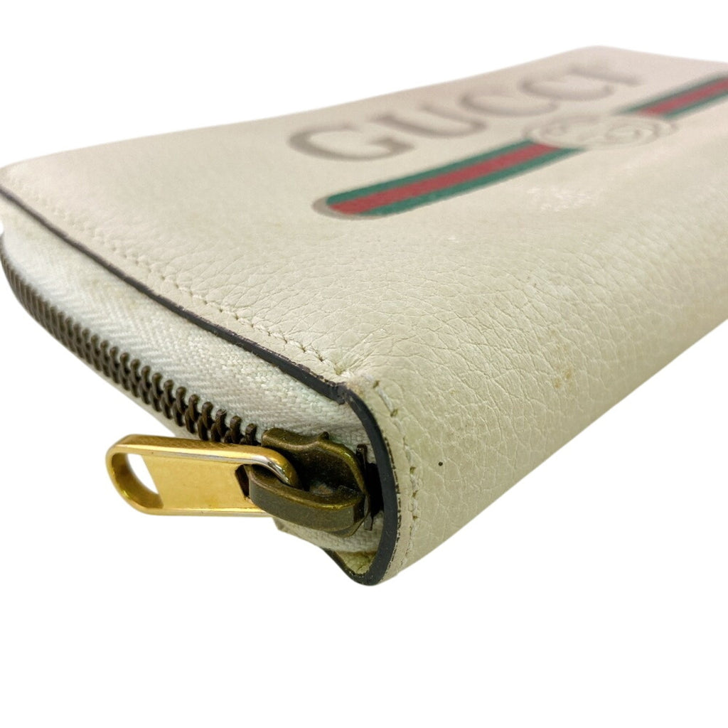 Gucci White Leather Long Wallet (Bi-Fold) (Pre-Owned)