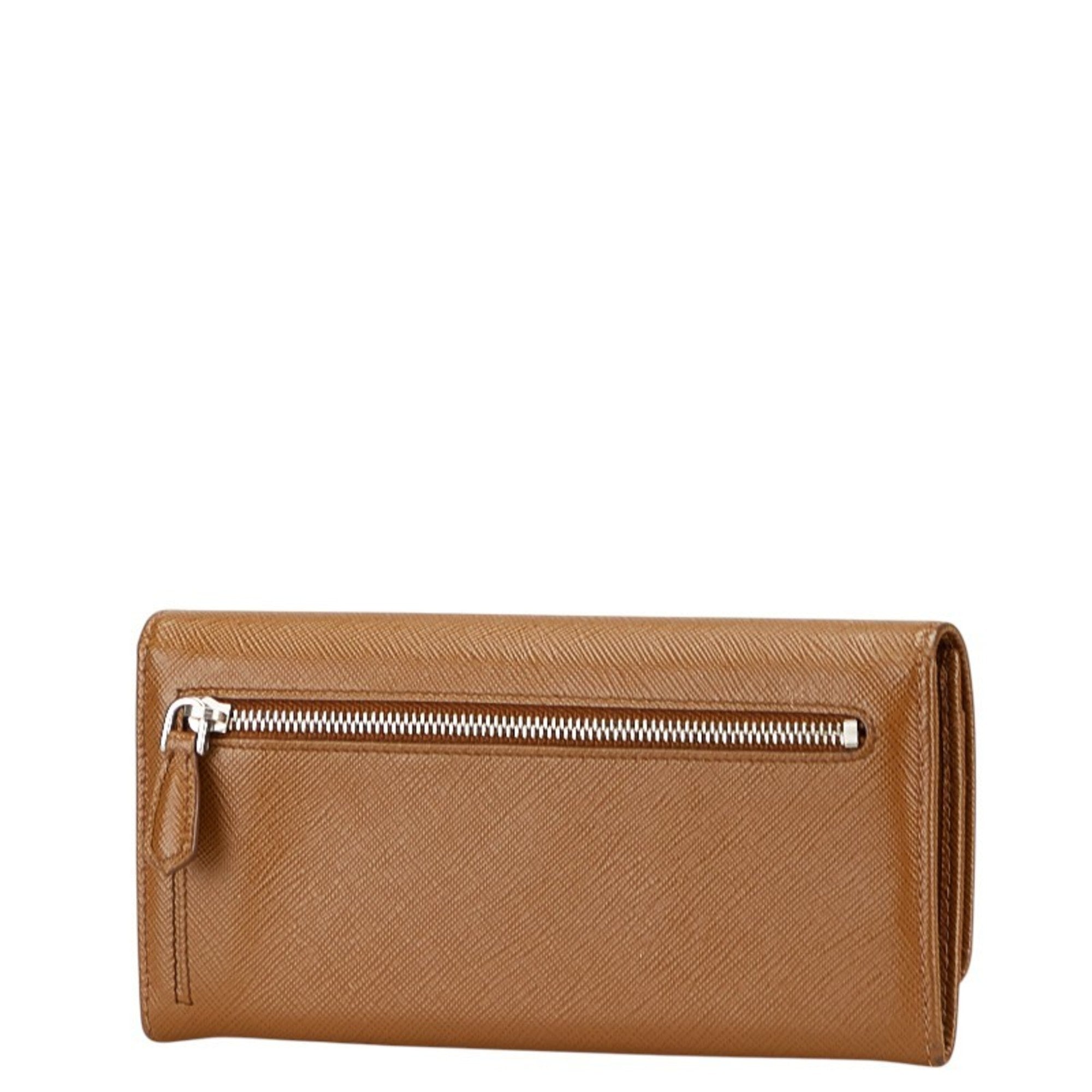 Prada Brown Leather Long Wallet (Bi-Fold)