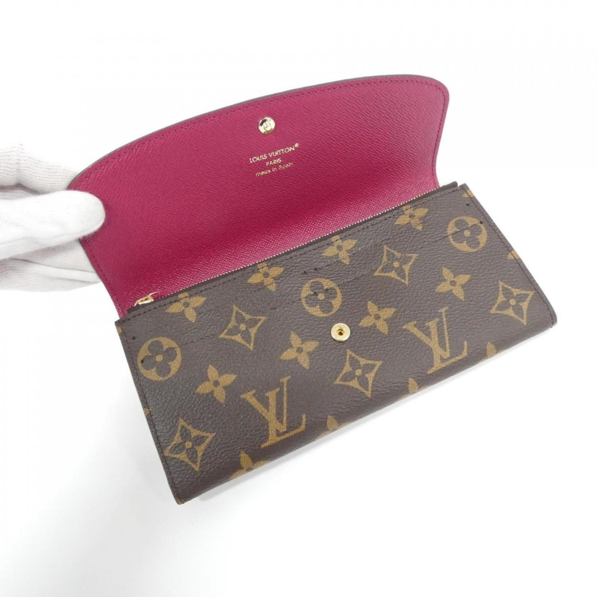 Louis Vuitton Fuchsia Marron Coated Canvas Long Wallet
