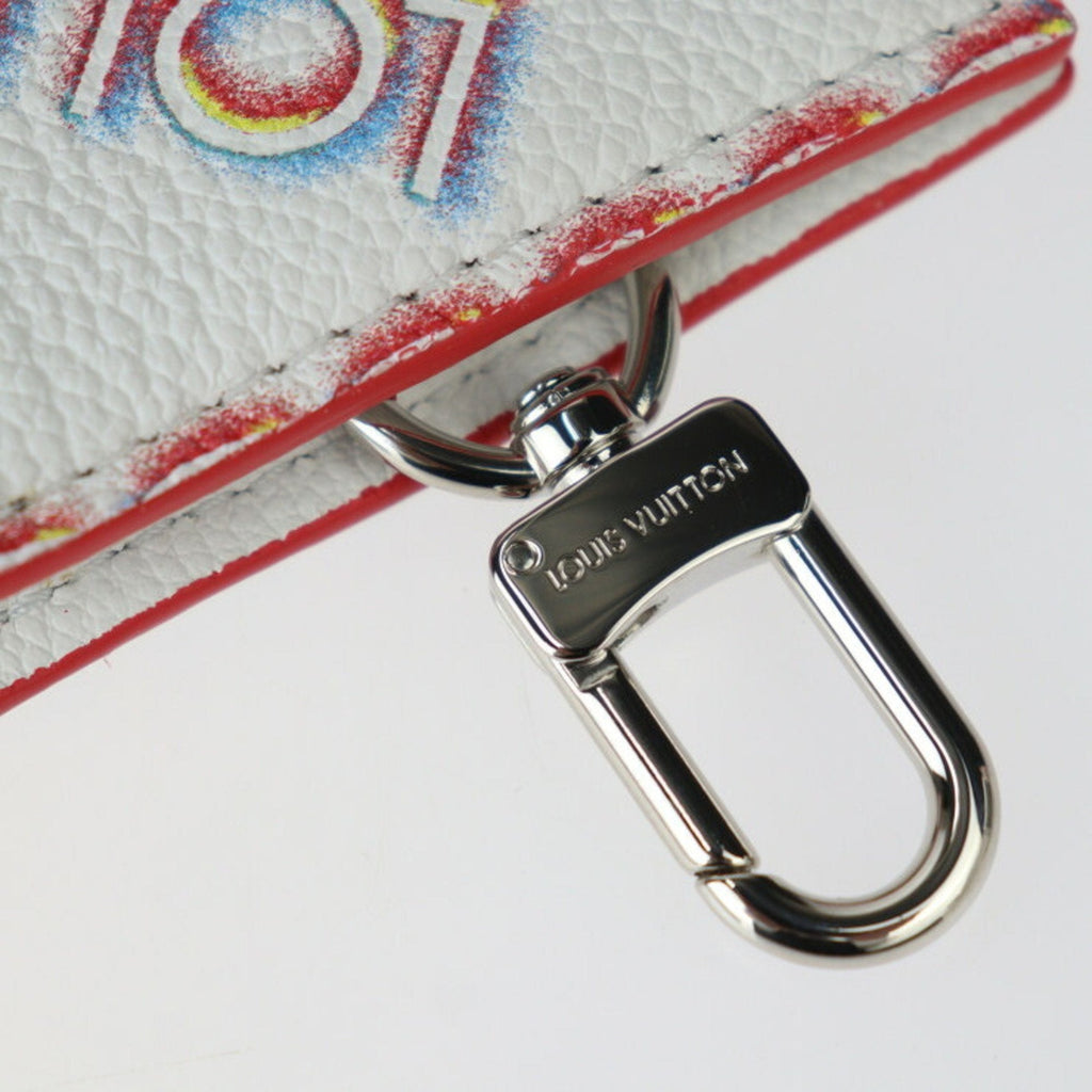 Louis Vuitton Blanc Multi-Color White Leather Coin Purse/Coin Case