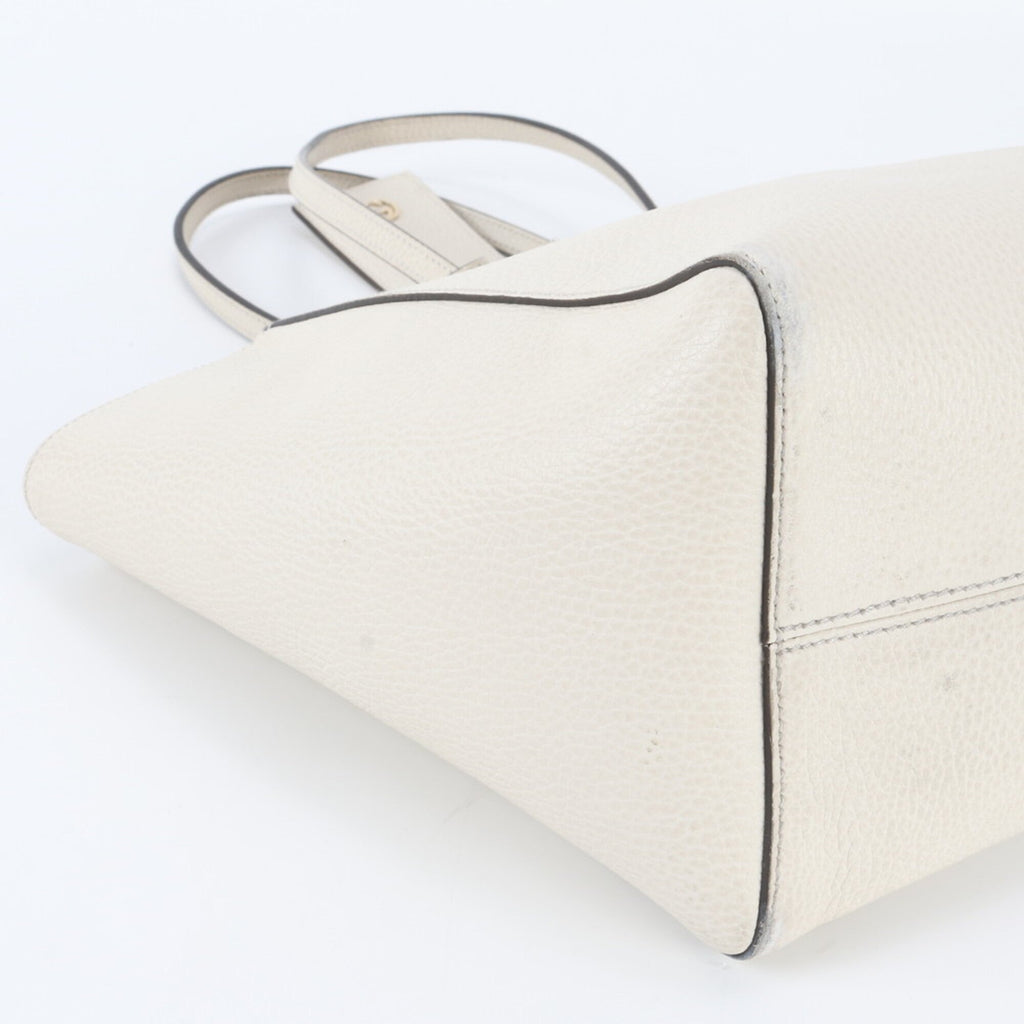 Gucci White Leather Handbag Shoulder Bag Tote Bag (Pre-Owned)