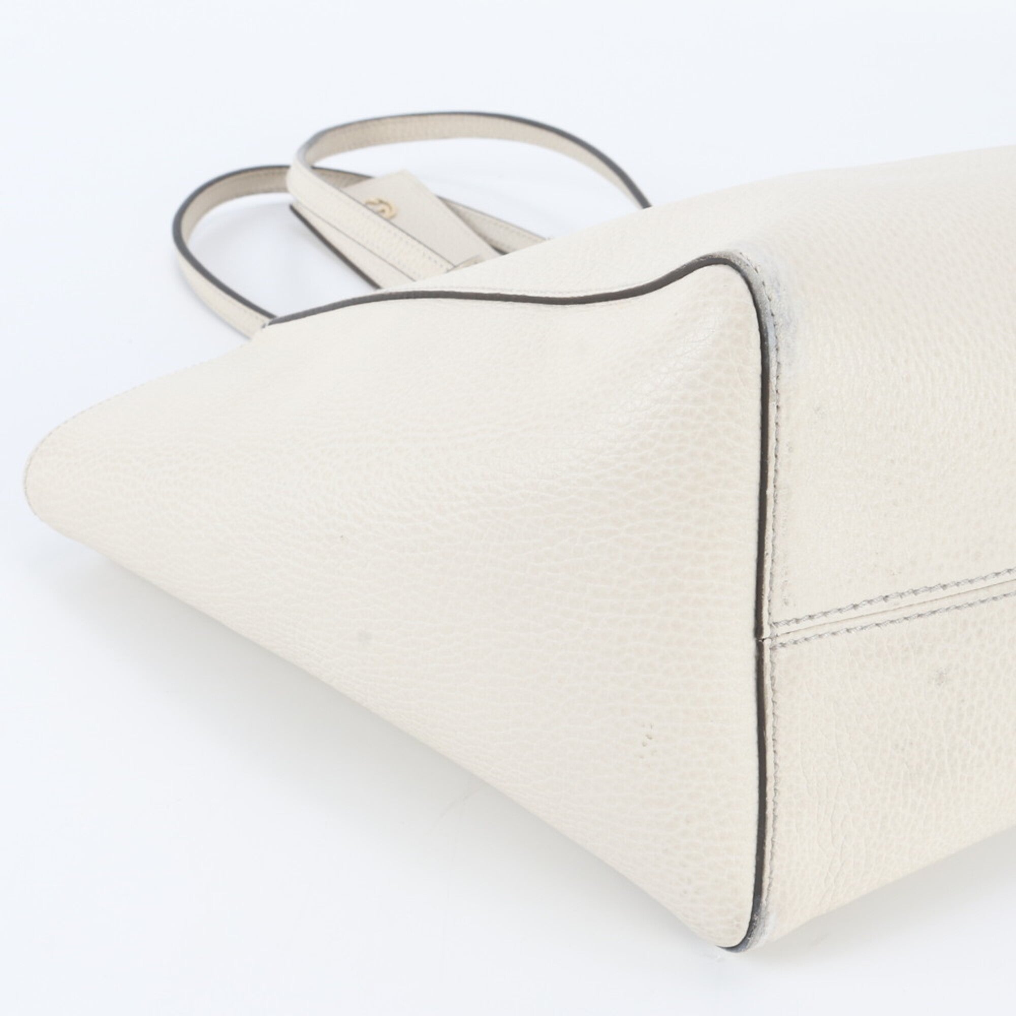 Gucci White Leather Handbag Shoulder Bag Tote Bag (Pre-Owned)