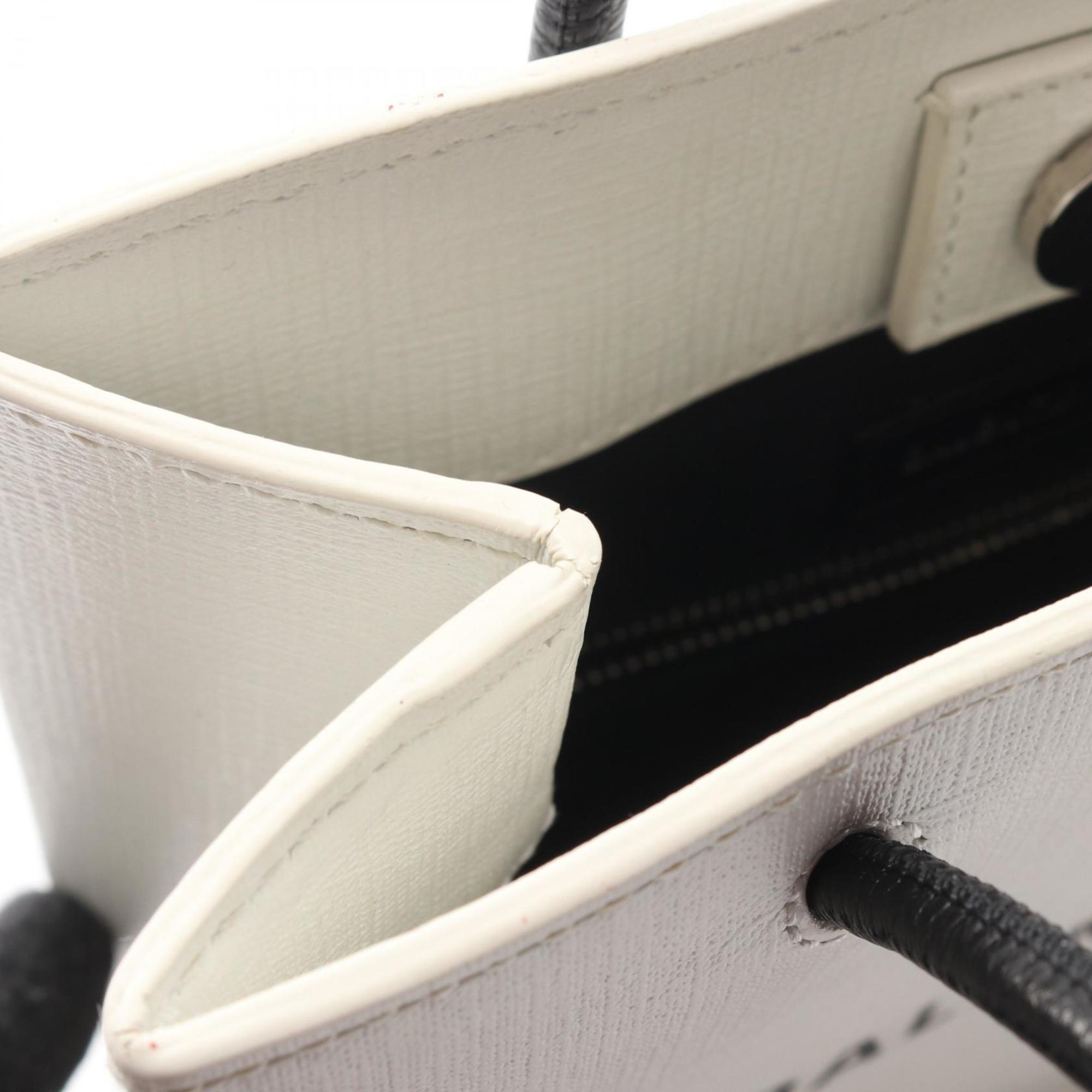 Balenciaga Black White Coated Canvas Leather Hand