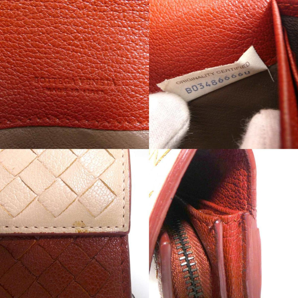 Bottega Veneta Beige Brown Leather Long Wallet (Bi-Fold)
