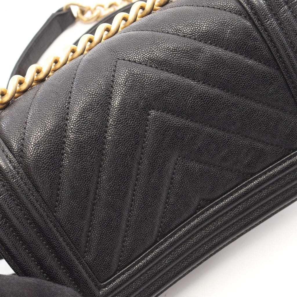 Chanel Black Grained Calfskin Handbag Shoulder Bag