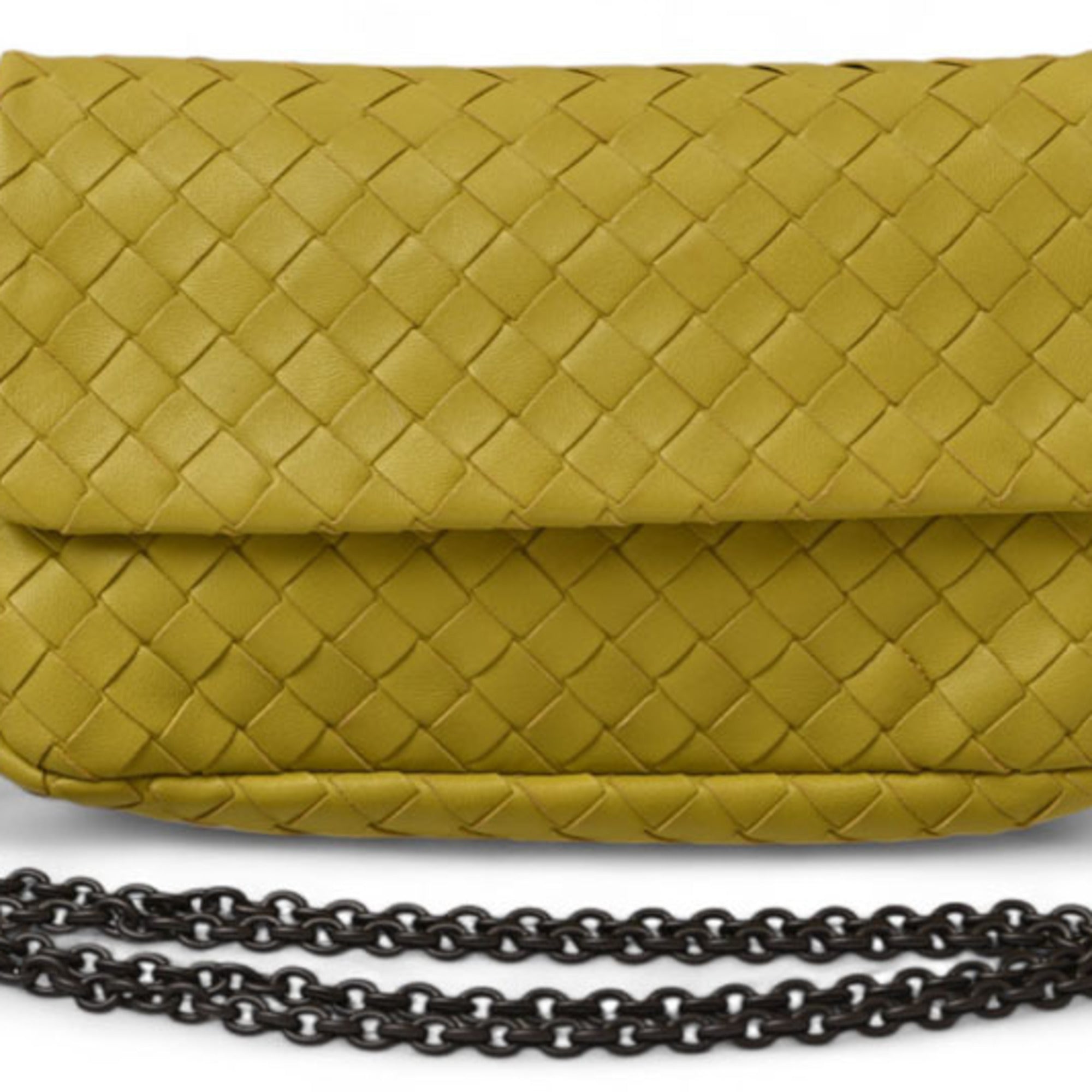 Bottega Veneta Mustard Leather Clutch Bag Shoulder Bag