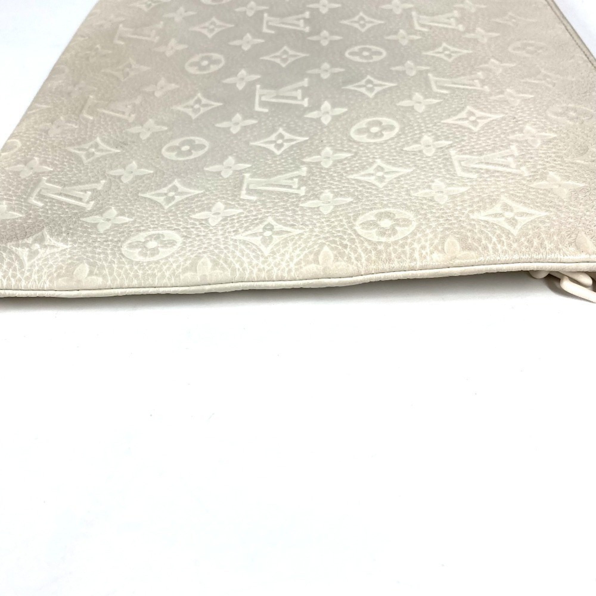 Louis Vuitton White Leather Clutch Bag Pochette Pouch