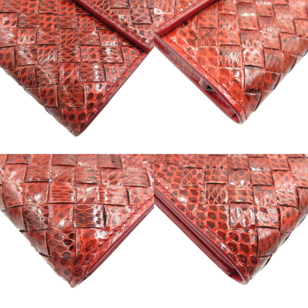 Bottega Veneta Red Color Intrecciato Long Wallet (Bi-Fold)