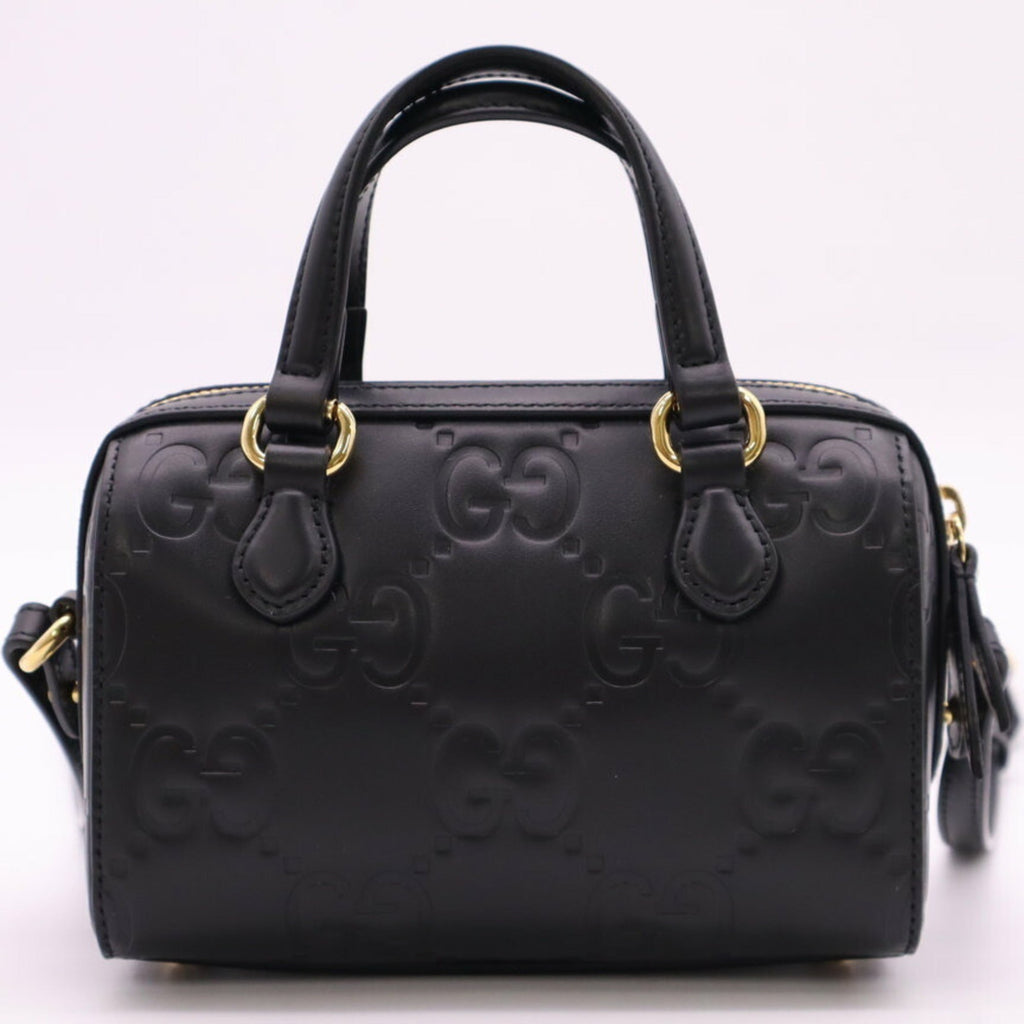 Gucci Black Leather Boston Bag (Pre-Owned)