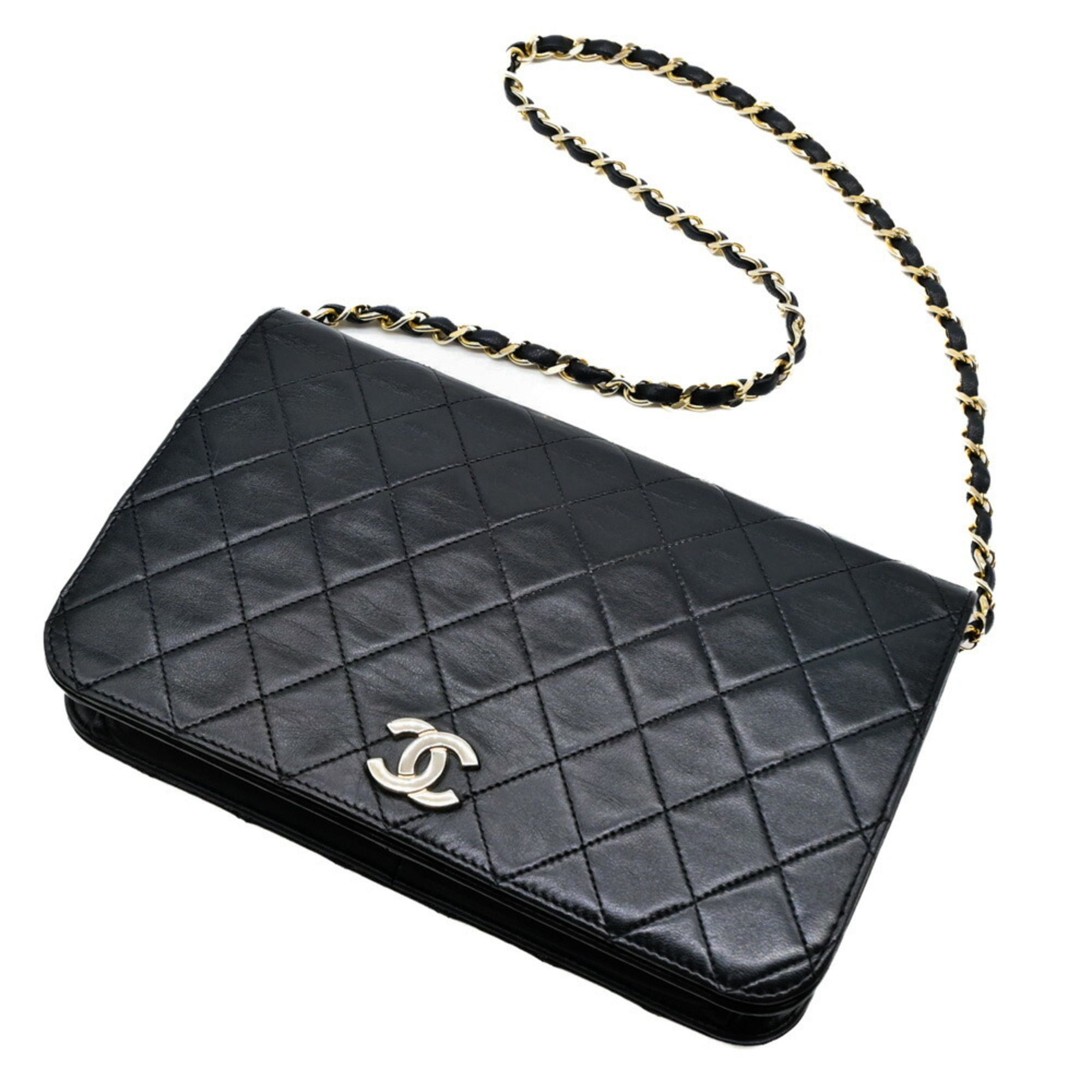 Chanel Black Leather Clutch Bag Shoulder Bag