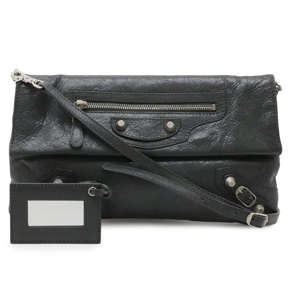 Balenciaga Giant Dark Gray Leather Clutch Bag Shoulder