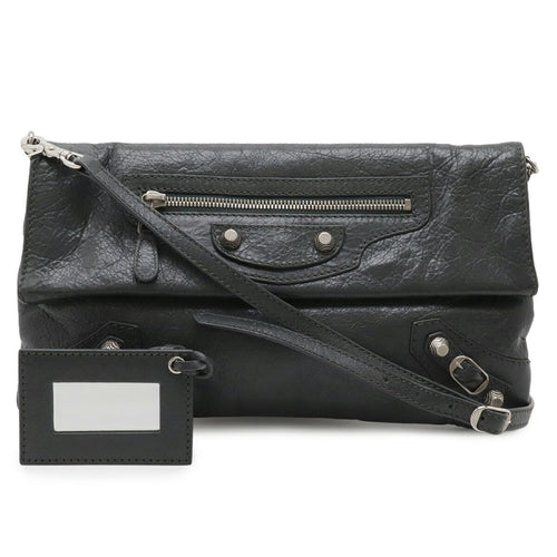 Balenciaga Giant Dark Gray Leather Clutch Bag Shoulder