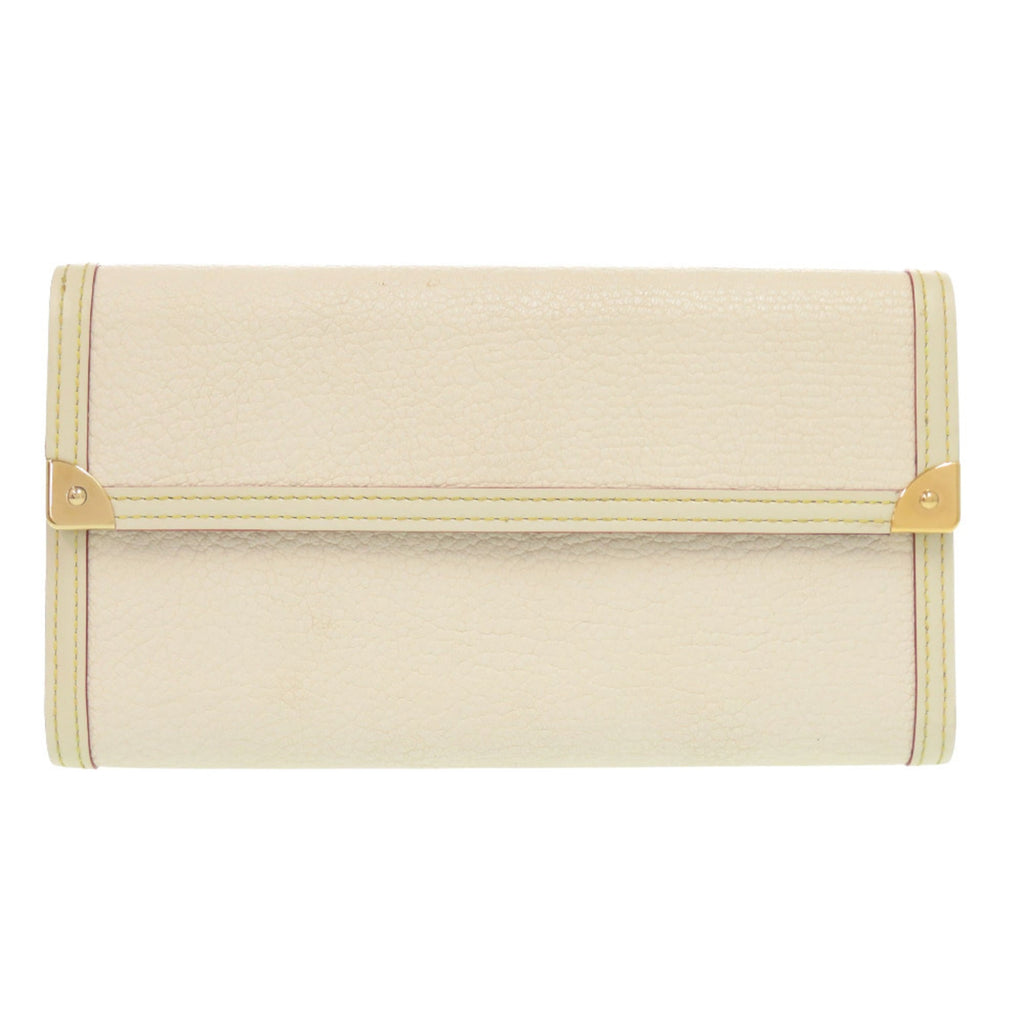 Louis Vuitton White Leather Long Wallet (Tri-Fold)