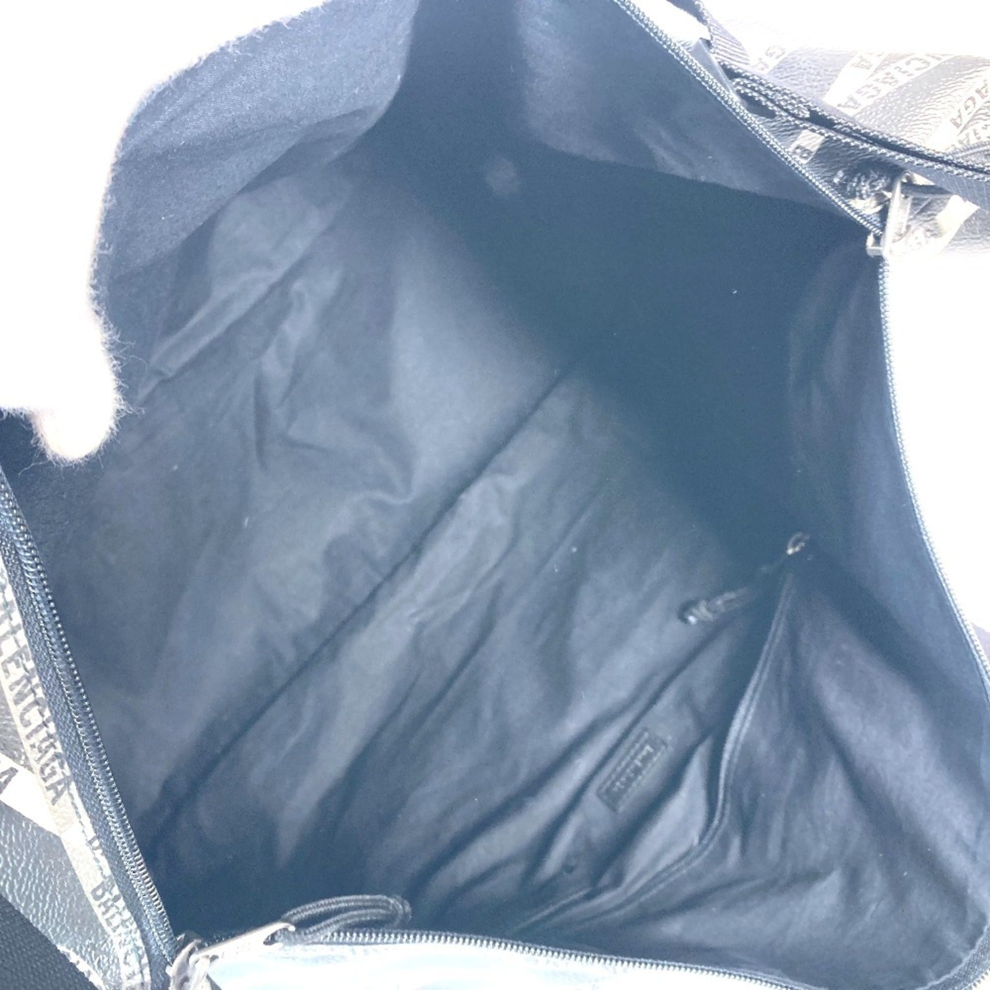 Balenciaga Black Gray Leather Pvc Boston Bag Shoulder