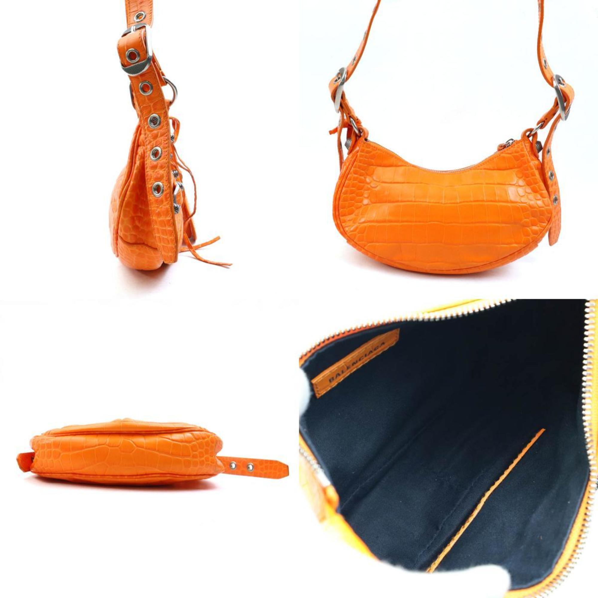 Balenciaga Orange Leather Pouch Shoulder