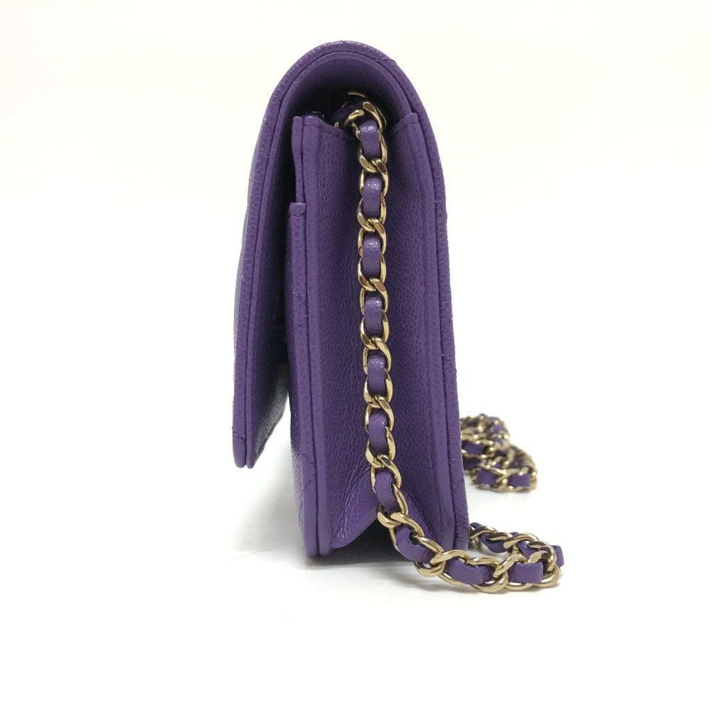 Chanel Matelasse Purple Caviar Leather Shoulder Bag
