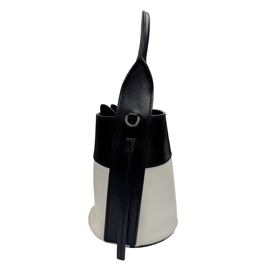 Prada Black White Leather Handbag Shoulder Bag