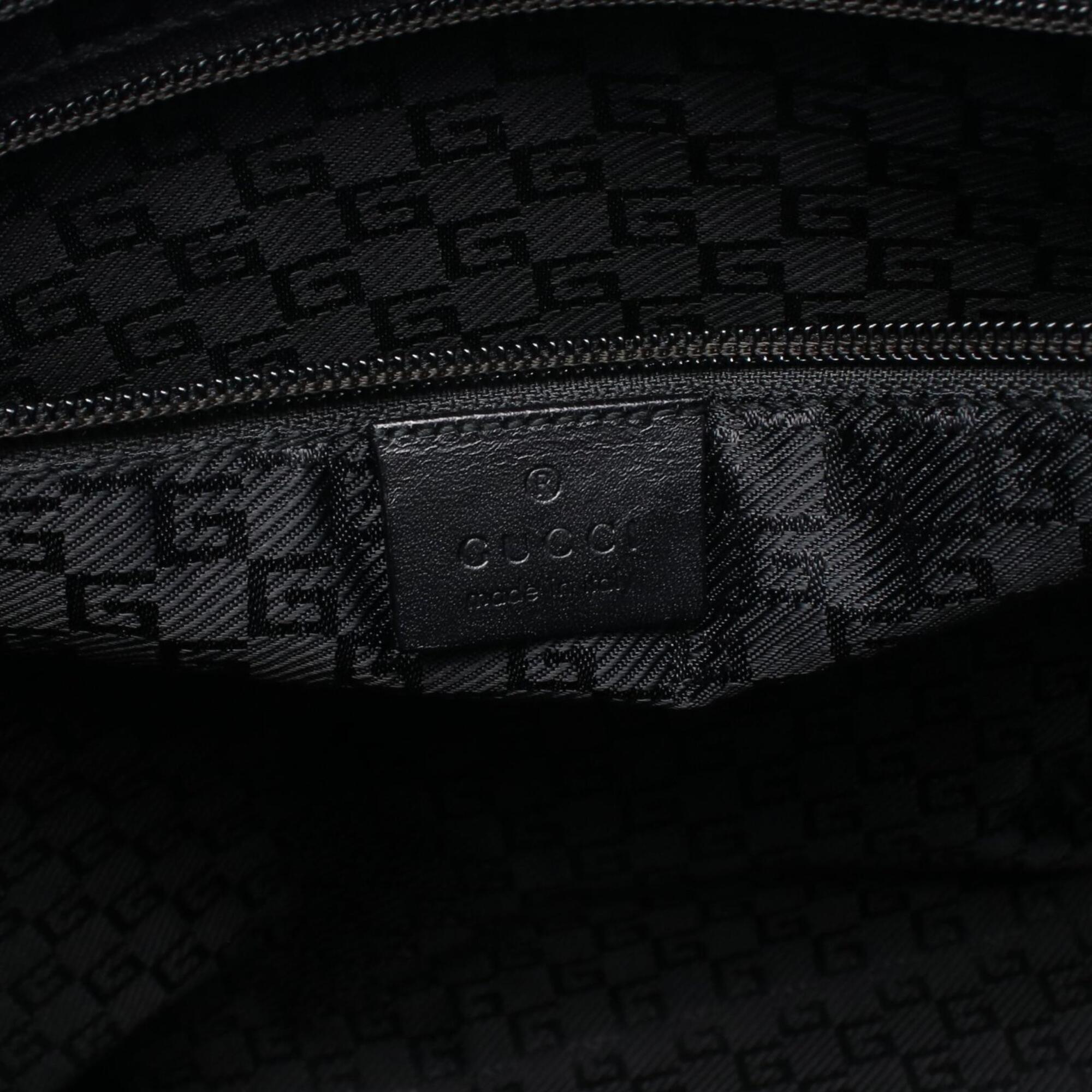 Gucci Black Canvas Leather Handbag Tote Bag (Pre-Owned)