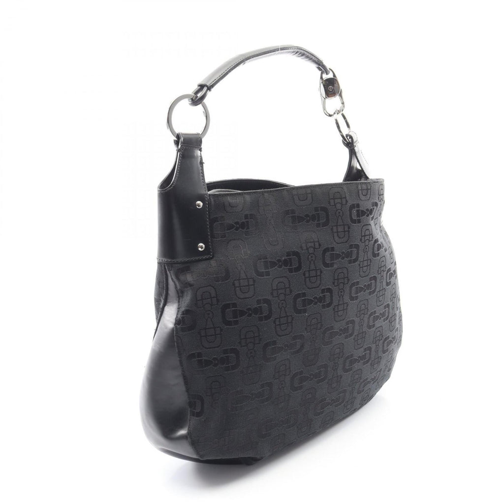 Gucci Black Canvas Leather Handbag Shoulder Bag (Pre-Owned)