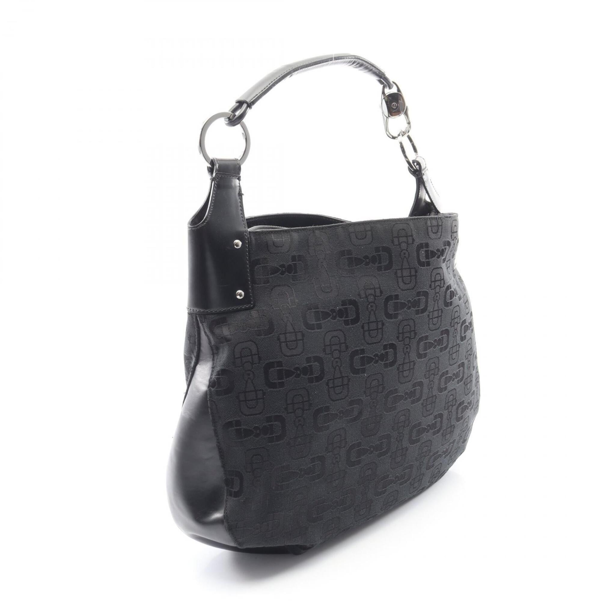 Gucci Black Canvas Leather Handbag Shoulder Bag (Pre-Owned)