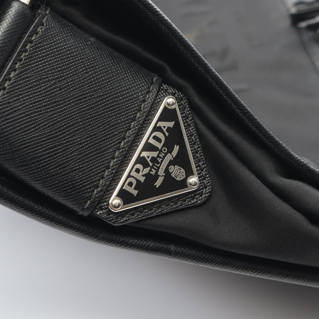 Prada Black Nylon Saffiano Triangle Shoulder Bag