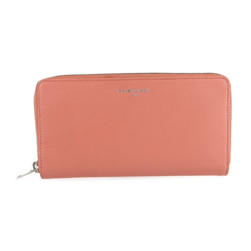 Balenciaga Pink Salmon Pink Leather Long Wallet (Bi-Fold)