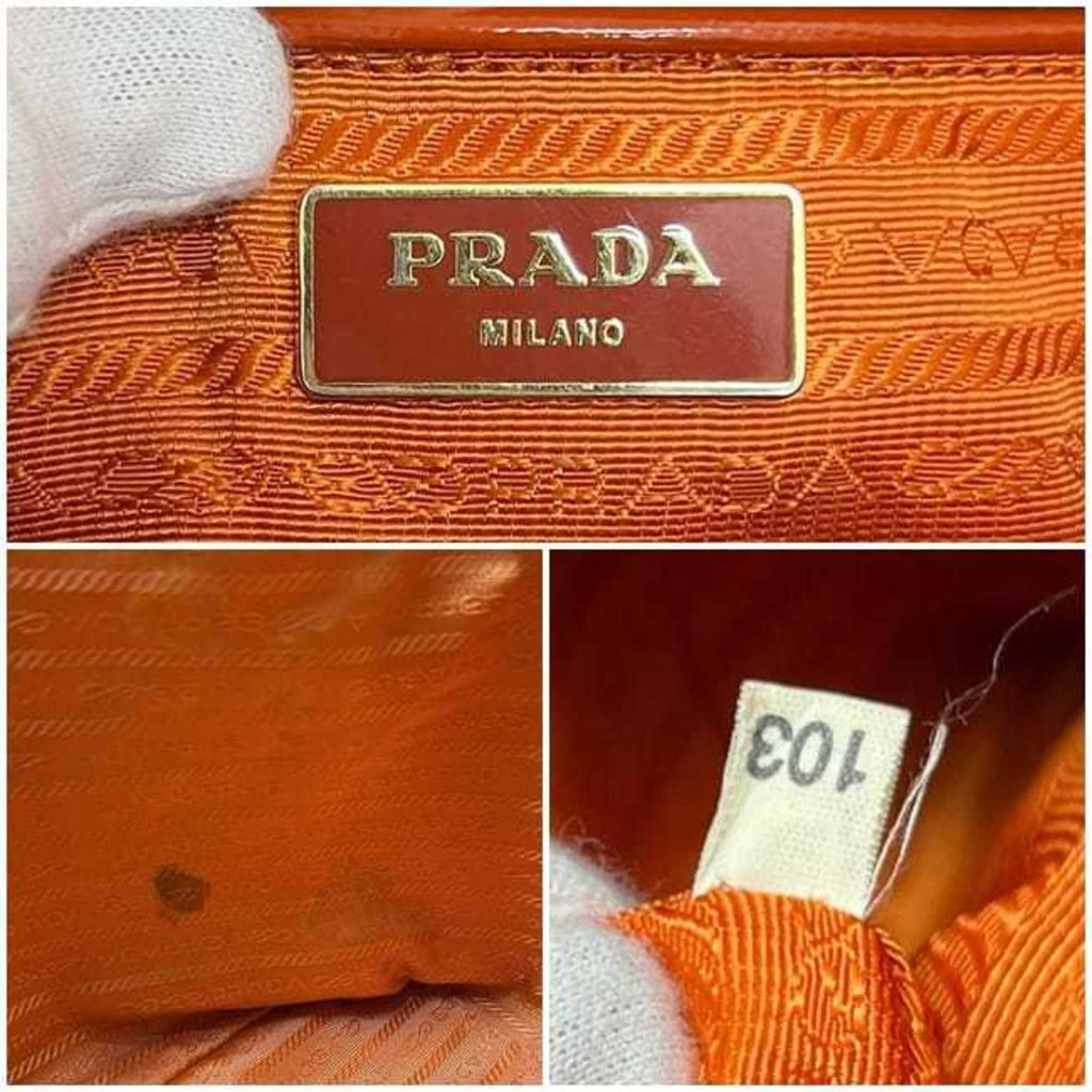 Prada Orange Patent Leather Leather Handbag Tote Bag