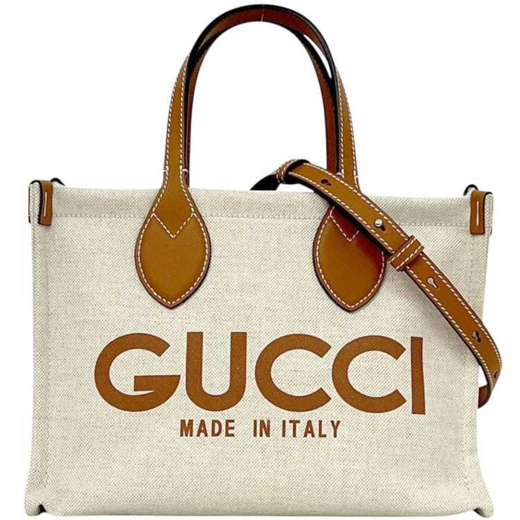 Gucci Beige Brown Camel Canvas Leather Handbag Shoulder Bag (Pre-Owned)