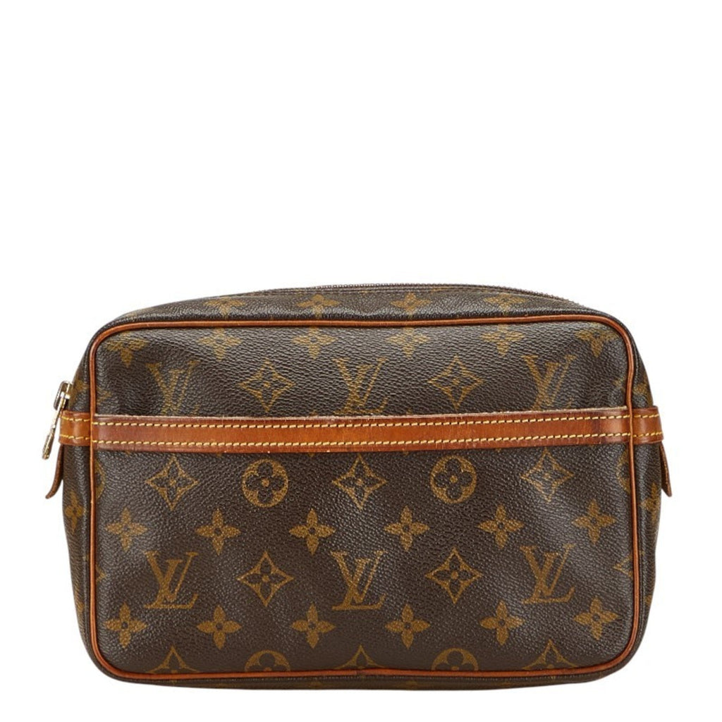 Louis Vuitton Brown Pvc Leather Clutch Bag Handbag