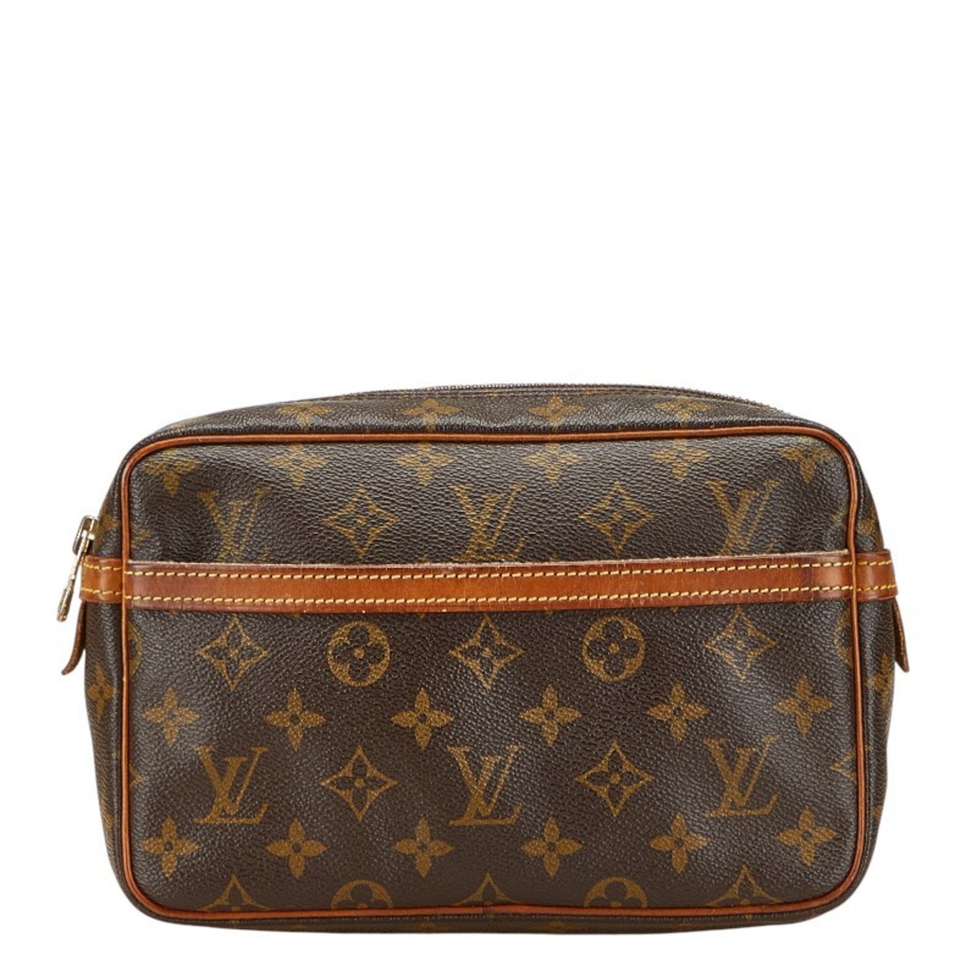 Louis Vuitton Brown Pvc Leather Clutch Bag Handbag