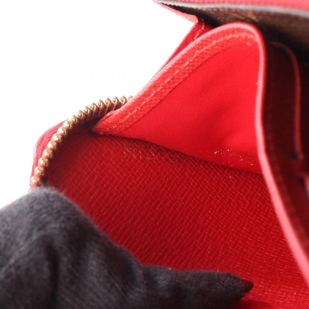 Louis Vuitton Brown Cerise Red Color Monogram Leather Coated Canvas Long Wallet