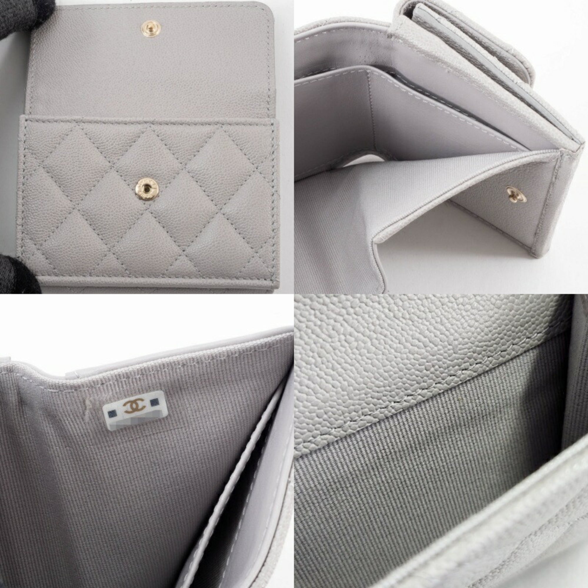 Chanel Grayish Leather Wallet (Tri-Fold)