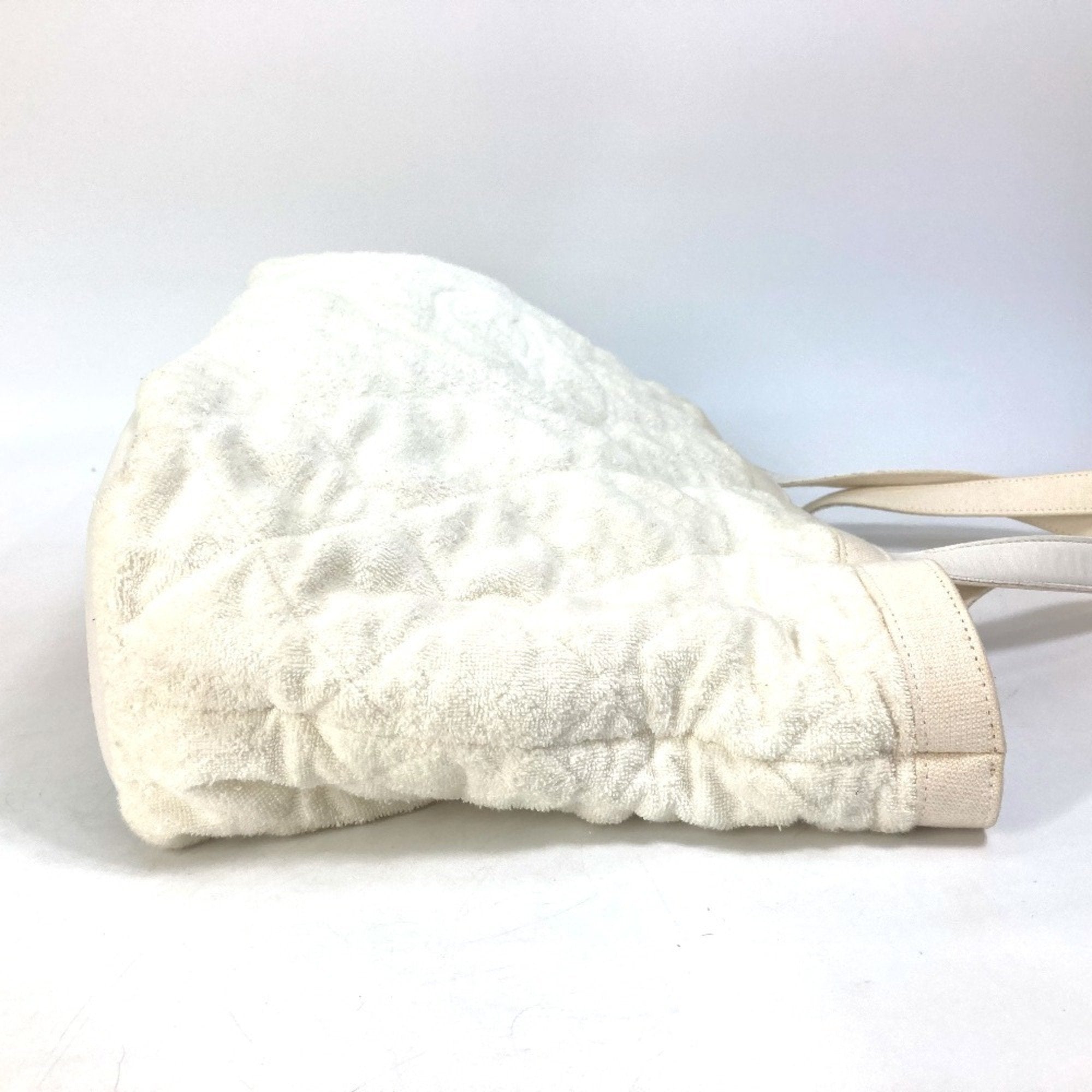 Chanel White Cotton Leather Beach Bag Shoulder Bag Tote Bag