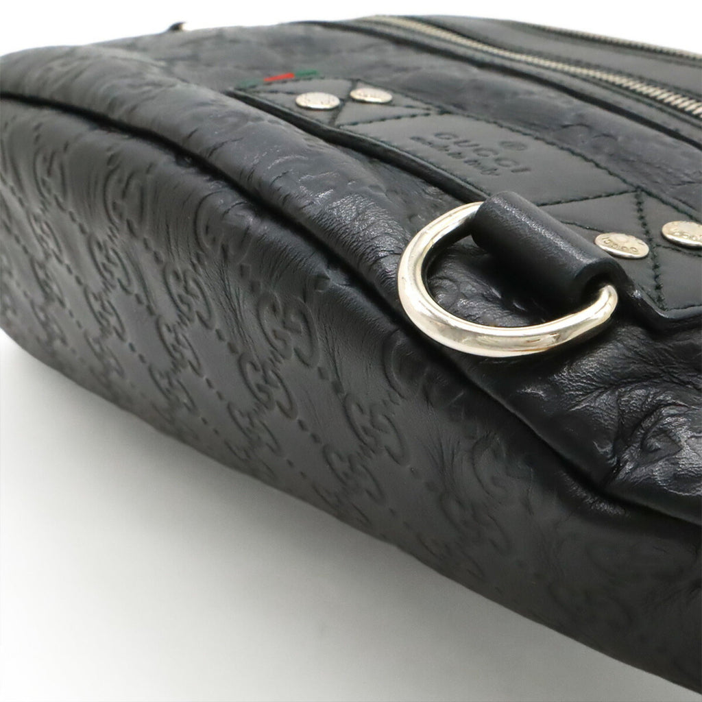 Gucci Black Rubber Coated Canvas Leather Pouch Sling Bag (Pre-Owned)