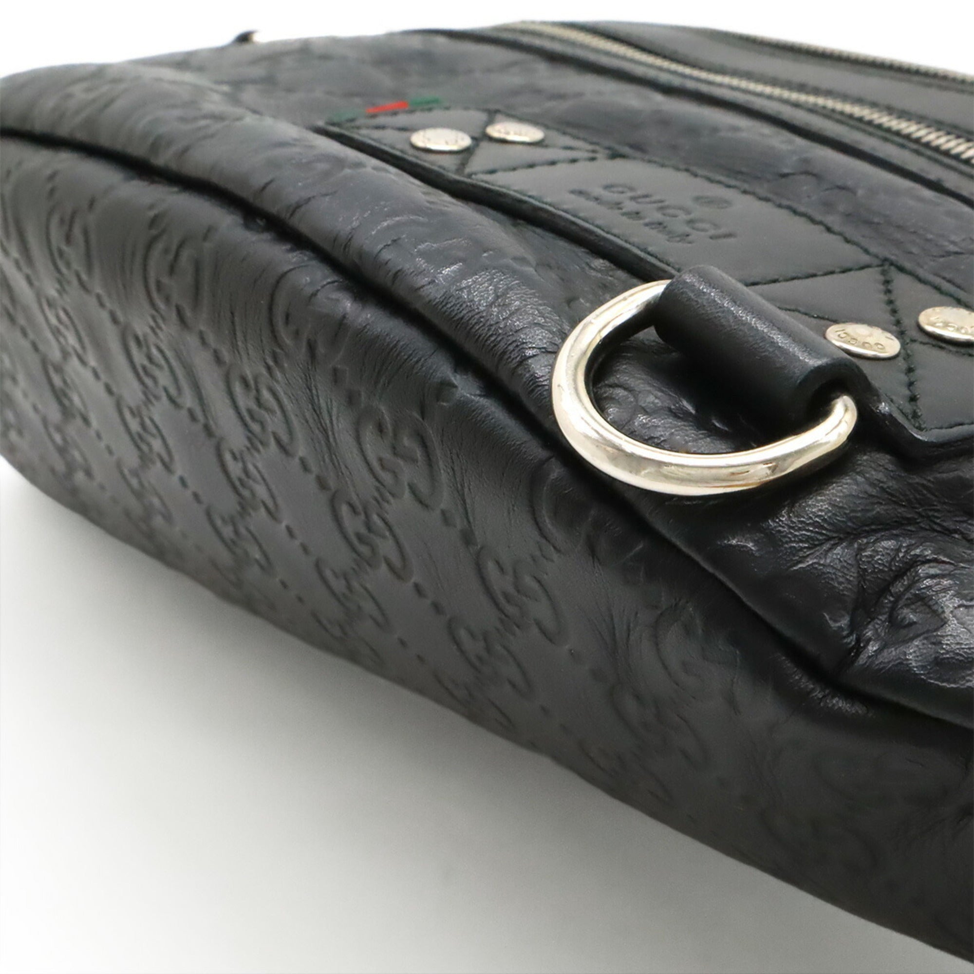 Gucci Black Rubber Coated Canvas Leather Pouch Sling Bag (Pre-Owned)