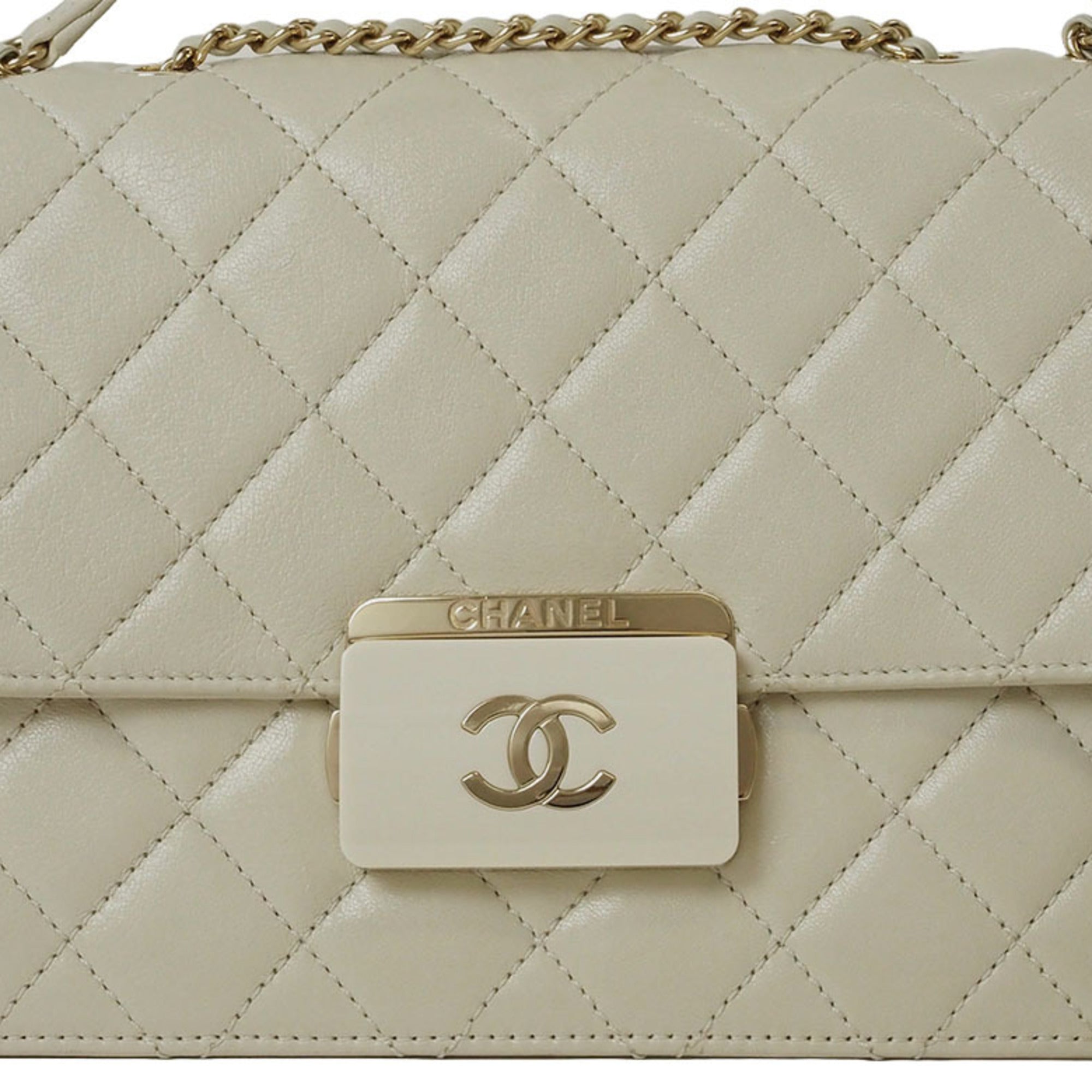 Chanel Light Beige Leather Shoulder Bag
