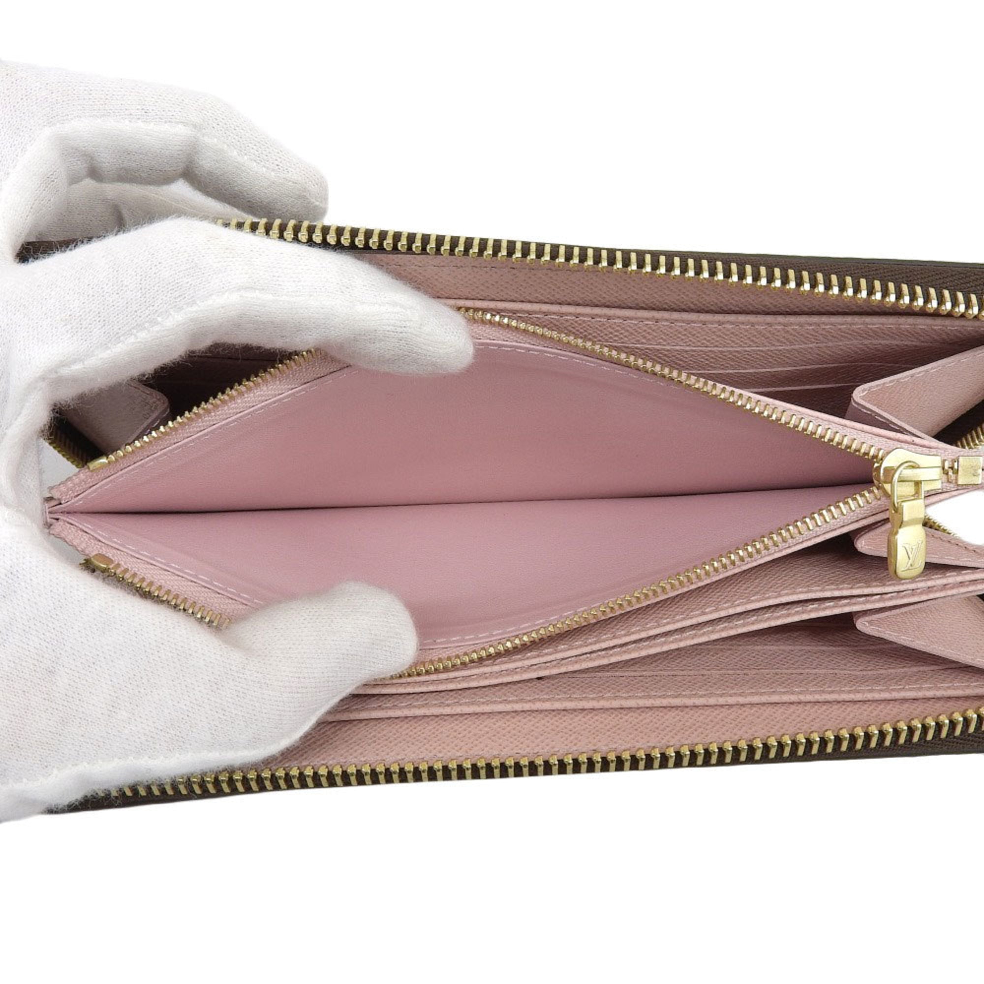 Louis Vuitton Damier Zippy Wallet Round Zipper Long Pink N60046