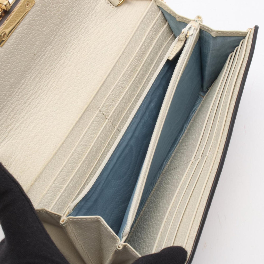 Gucci Gold Ivory Leather Long Wallet (Bi-Fold) (Pre-Owned)