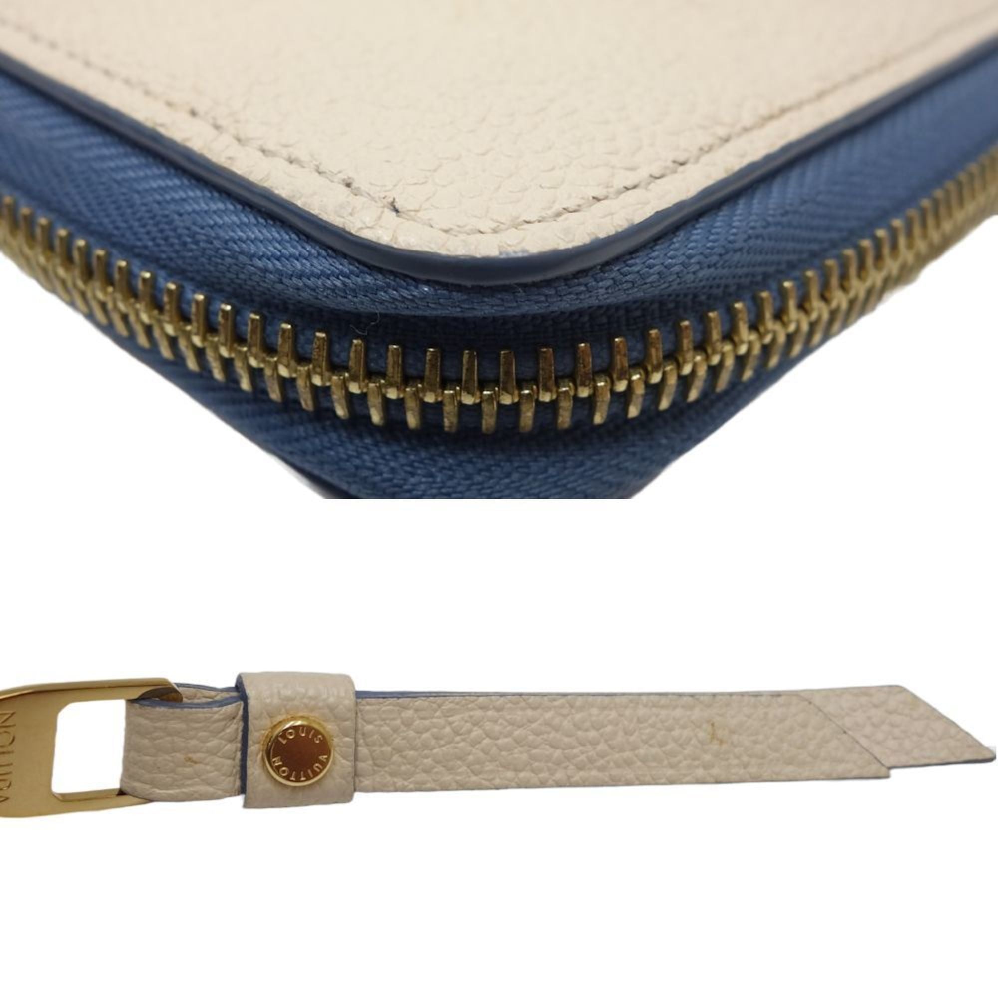 Louis Vuitton Blue Jean Cream Leather Long Wallet