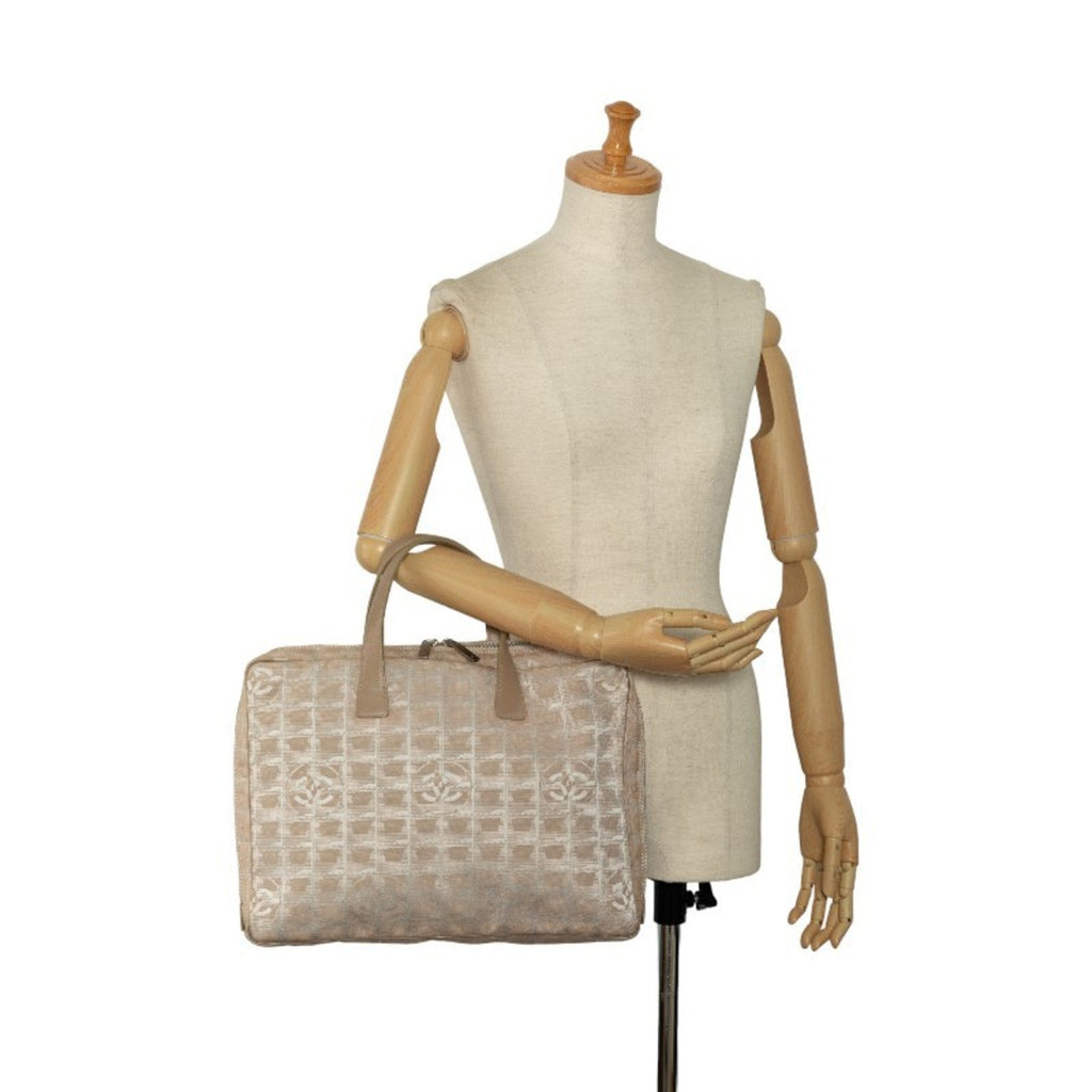 Chanel Beige Canvas Leather Briefcase Handbag