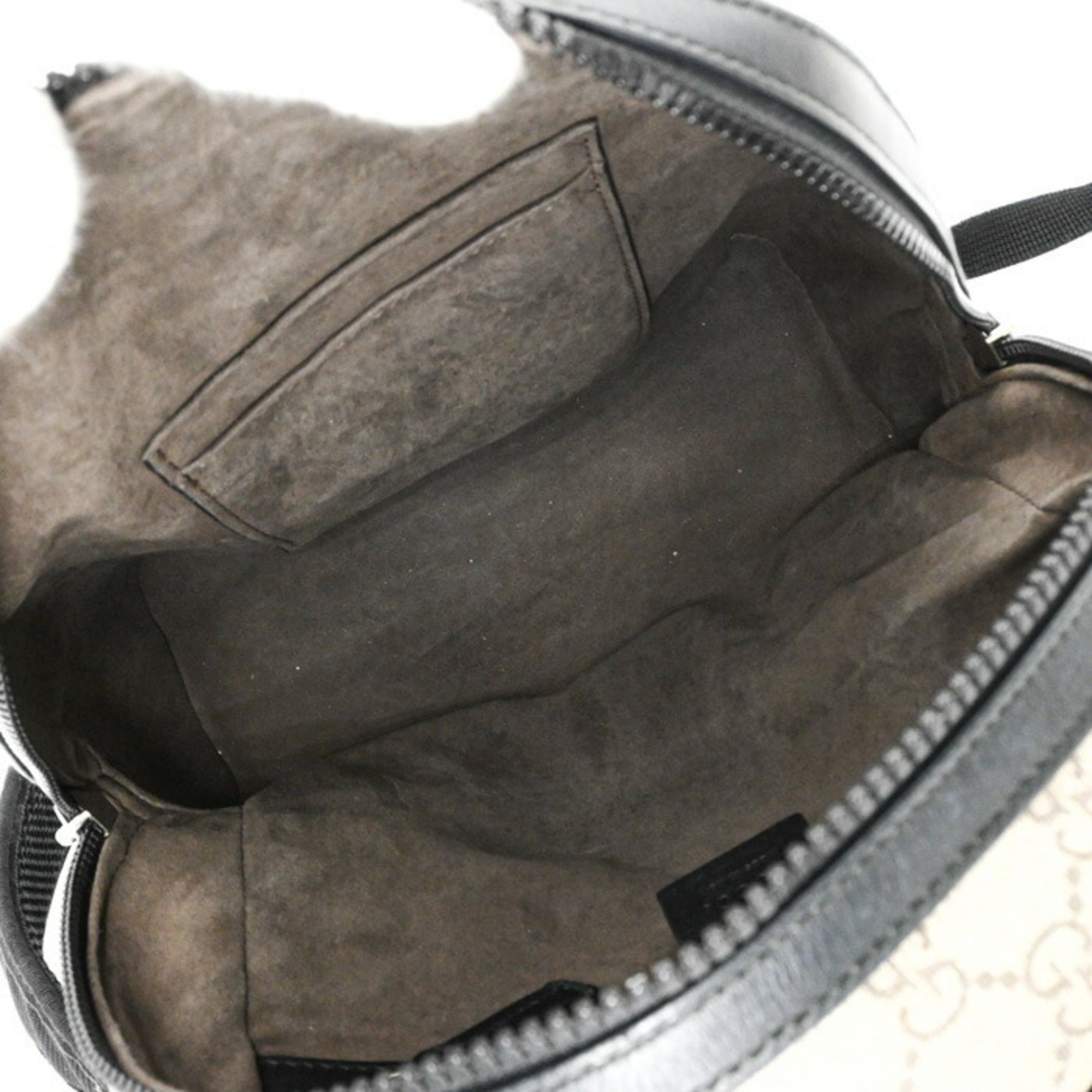 Gucci Beige Black Gg Supreme Leather Backpack (Pre-Owned)