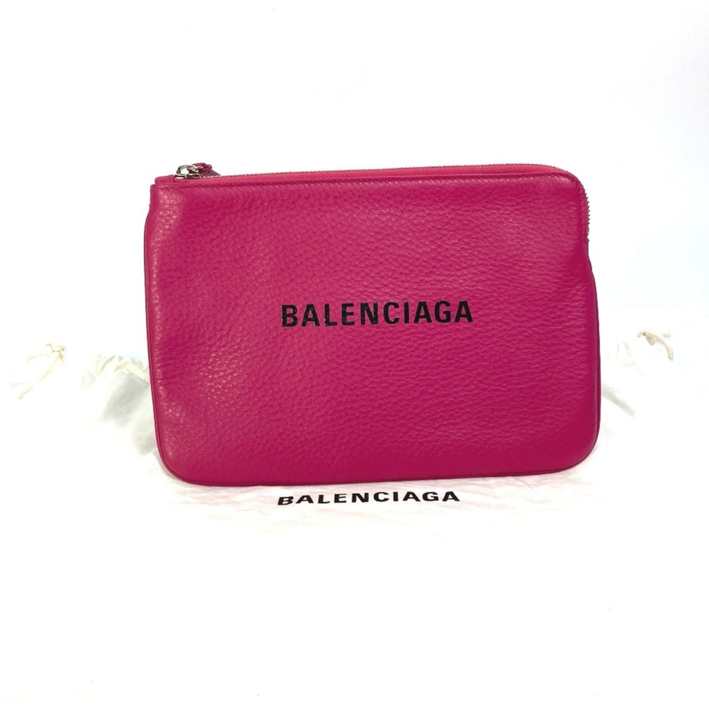 Balenciaga Black Pink Leather Clutch Bag Pouch