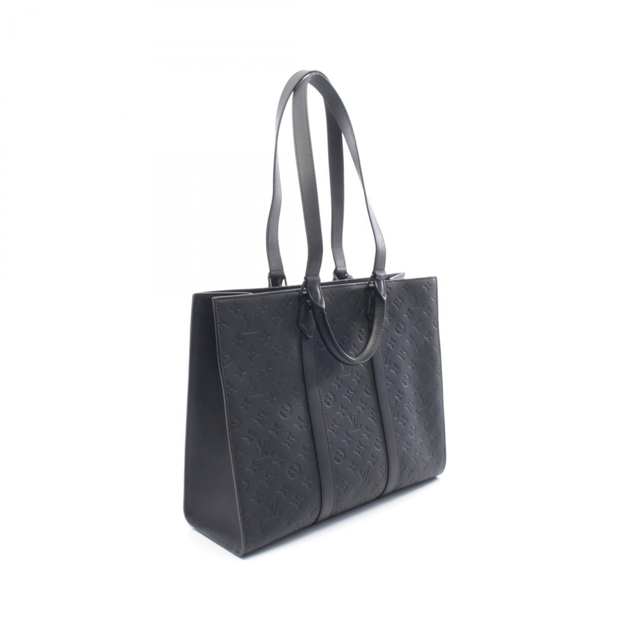 Louis Vuitton Black Leather Handbag Tote Bag