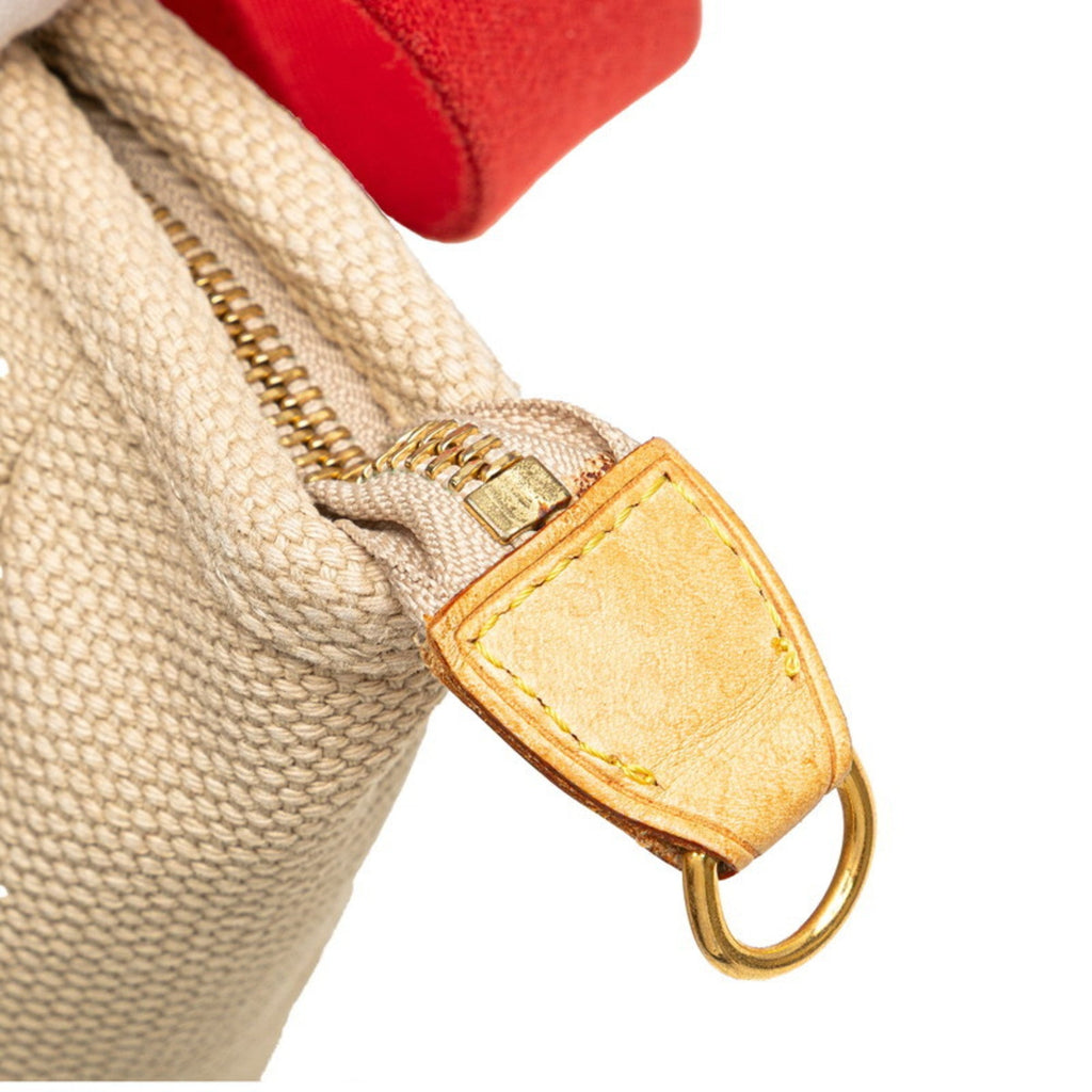 Louis Vuitton Antigua Beige Red Color Canvas Leather Shoulder Bag Tote Bag