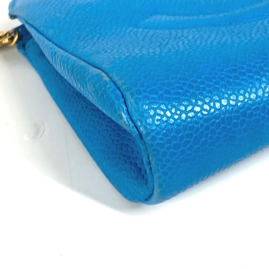Chanel Blue Caviar Leather Pouch